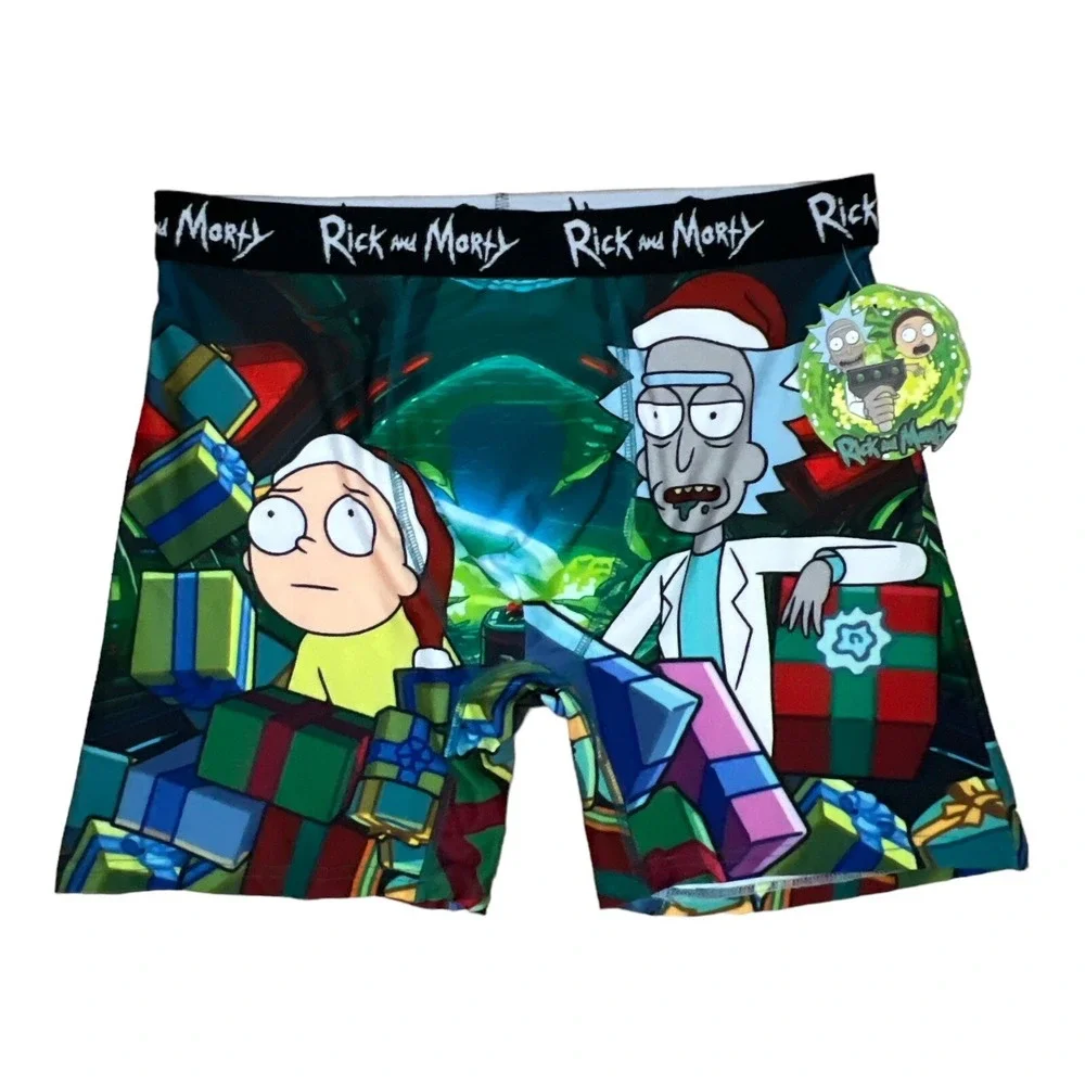 MENS RICK AND MORTY CHRISTMAS BOXER BRIEF SIZE LARGE